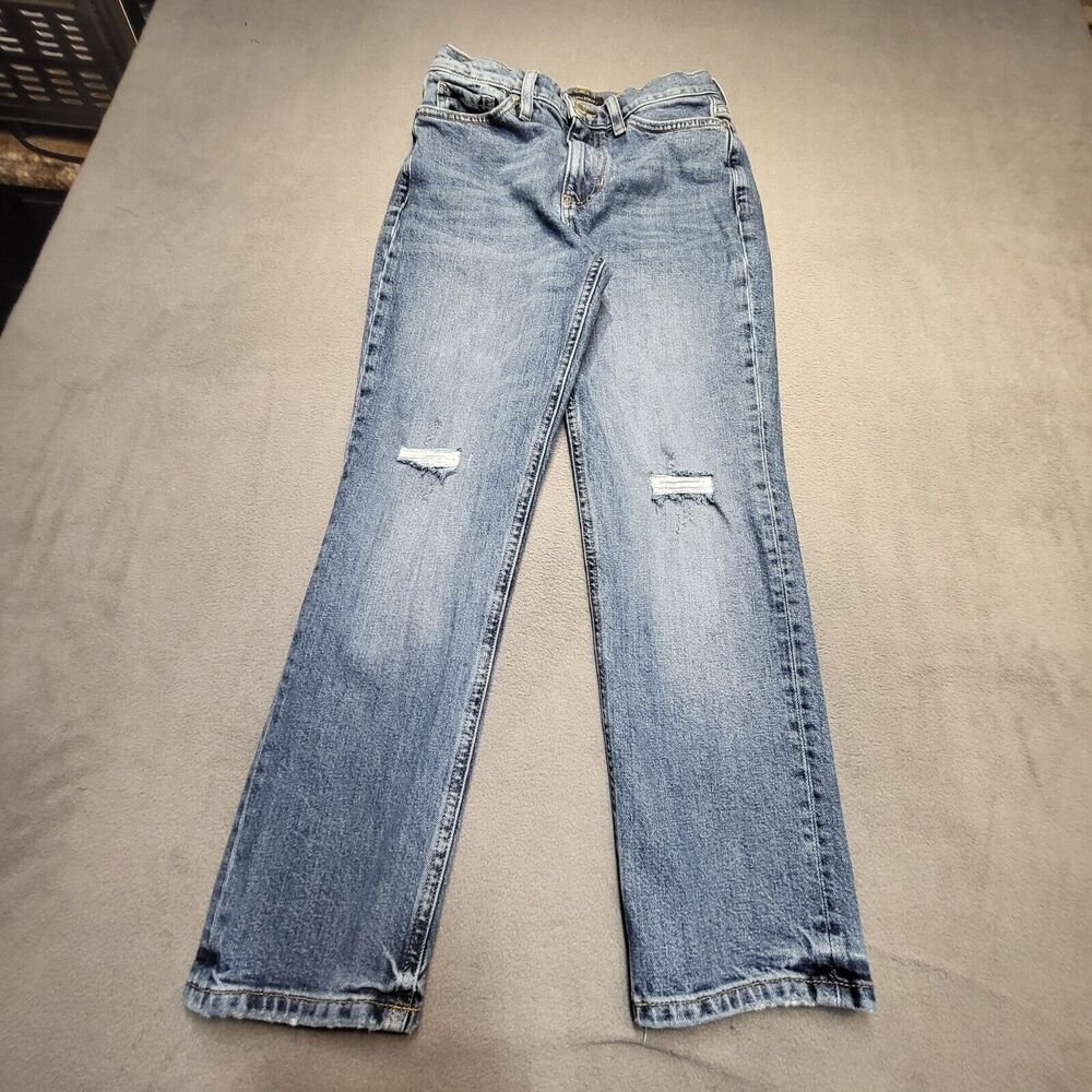 Banana Republic Jeans Womens‎ Size 27 Blue Straight Leg Stretch Denim Distressed